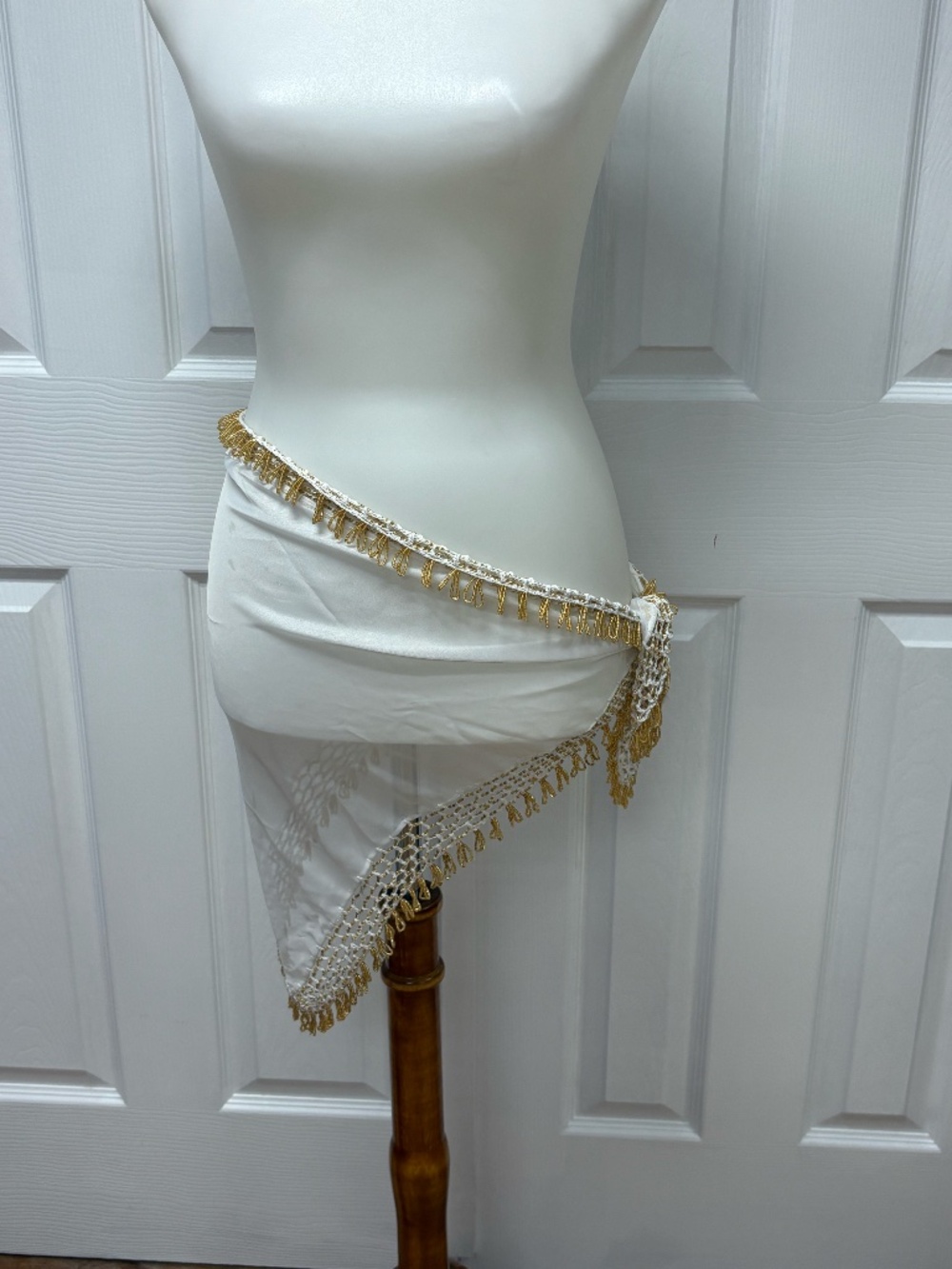Egyptian Belly Dance Hip Scarf With Gold Bead Trimming -‎ 39" x 25" x 25".